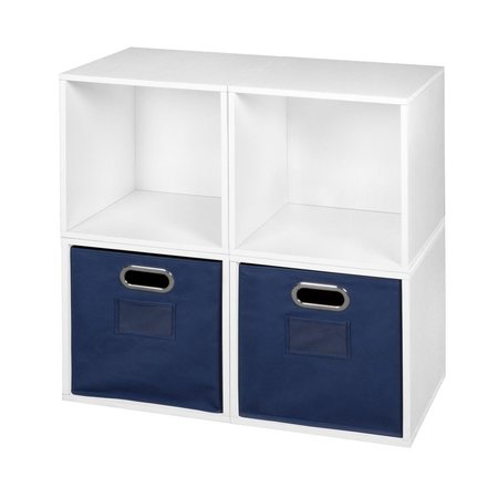 NICHE Cubo Storage Set with 4 Cubes & 2 Canvas BinsWhite Wood Grain & Blue PC4PKWH2TOTEBE